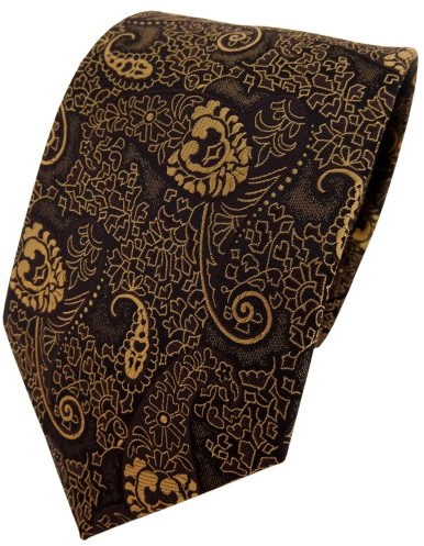 TigerTie Krawatte gold bronze schwarz Paisley - Binder Tie Polyester