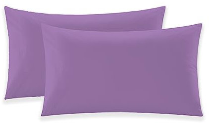 EGYPTO LUXURY LILAC PILLOW CASES 2 PACK – SOFT & BREATHABLE PILLOW CASE – WRINKLE-FREE HOUSEWIFE PILLOW COVER – STANDARD UK SIZE – 50cm x 75cm (Lilac)