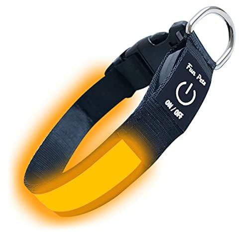 Fun Pets LED-Hundehalsband in Orange – USB-aufladbares Haustier-Sicherheitshalsband – hervorragende Sichtbarkeit & Sicherheit – Medium (40cm - 50cm / 15.7 - 19.7)