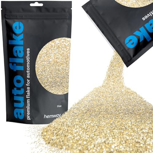 Hemway Premium Automotive Glitter Flake Paint Additive - Champagne Gold | Fine Metal Flakes for Car, Truck, RV, Motorbike & Boat Decoration | Mix with Auto Paint | 100 g