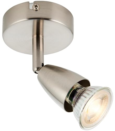 Ceiling 1 Light Spotlight Fully Adjustable Satin Nickel Finish LED Compatible Dimmable