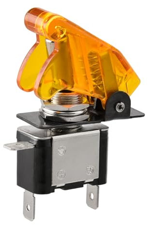 Heschen Interruptor de palanca de metal, 12V 20A, SPST, ON/OFF, 2 posiciones, 2 pines, con tapa impermeable (Amarillo transparente)