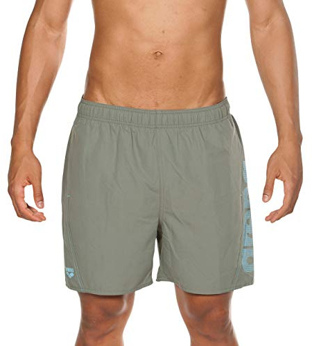 ARENA Herren Badeshorts Herren Badehose Boxer Fundamentals Logo, Army-Sea Blue, S, 1B344