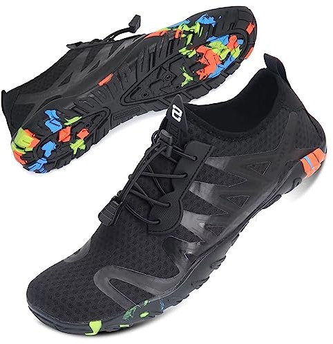 Scarpette unisex da mare, piscina, sport acquatici, spiaggia, yoga, surf, barca, snorkeling, immersioni e lago, ad asciugatura rapida, effetto calzino, Nero (Nero Sd901), 39 2/3 EU