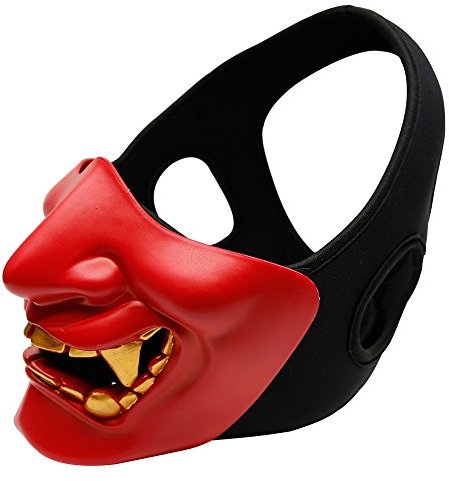 Gocher Demi-Visage Masque Protecteur Sourire Gardien Prajna pour Halloween, Cosplay, Costume Party et Film Prop-R