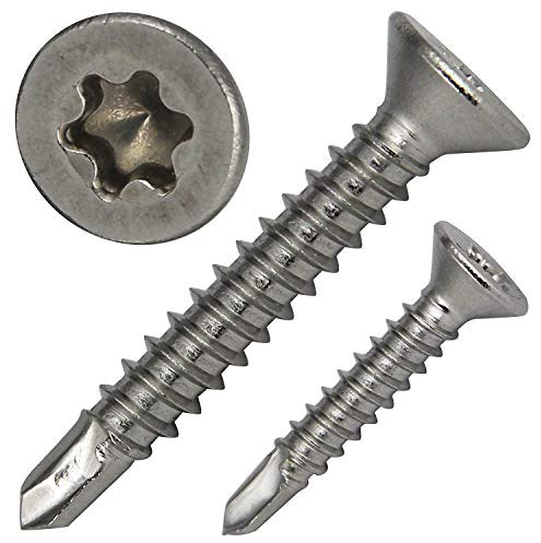 PROTECH 50 Stück Bohrschrauben Form O TORX 4,8x25 DIN 7504 Edelstahl A2 V2A Rostfrei Senkkopf-Schrauben Blechschrauben