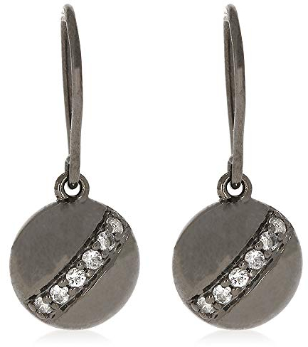 XEN Ohrhänger mit 12 Weißtopase ca. 0,26 ct. Black Rhodium