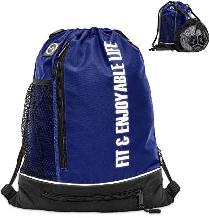 SINOVATI Turnbeutel wasserdichte Gym Bag mit Tunnelzug | Sporttasche mit Netzfächern | Fitnesstasche | Multifunktionaler Rucksack | Sportbeutel Herren und Damen