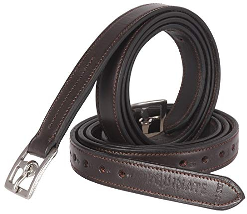 Equinate Leder Steigbügelriemen Superior mit Edelstahlschnallen Braun 150