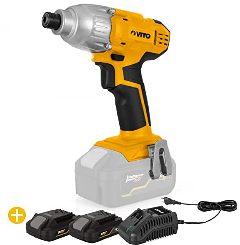 Taladro atornillador de percusión 20 V inalámbrico Litio Vito Ego LI 180 Nm + 2 baterías 2 Ah + cargador rápido