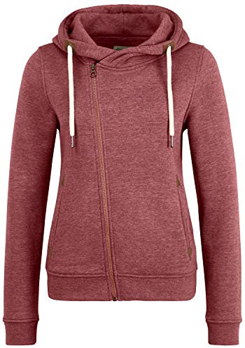 OXMO OXVicky Sweat Zip-Hoodie Damen Sweatjacke Kapuzenjacke Hoodie mit Kapuze Kordel Reißverschluss Eingrifftaschen Regular fit, Größe:XS, Farbe:Wine R Mel (7989853)