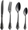 Juego de vajilla de acero inoxidable negro de estilo barroco WULUN juego de 4 piezas, con cuchillos, tenedores, cucharas, cucharas de café, estilo real antiguo, se puede poner en el lavavajillas