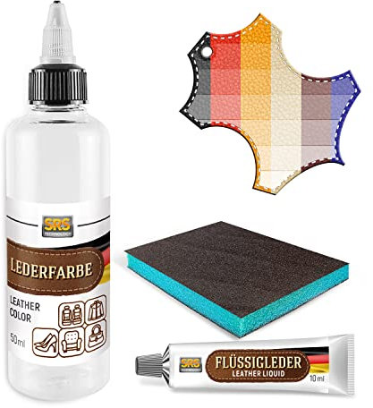 SRS TECHNOLOGY Kit de reparación de cuero líquido (10 ml) + color de piel Auto B napa 50 ml + almohadilla de lijado (BMW Napa Crema)