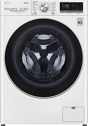 LG F4DV710H1E Lavasciuga a Carica Frontale 10.5 / 7 Kg, 1400 Giri/min, Lavatrice e Asciugatrice con Wi-Fi, Intelligenza Artificiale AI DD, Turbowash 360, Vapore Igienizzante, 60x85x56.5 cm - Bianco