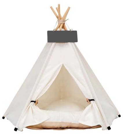 Haustier-Tipi für Hunde und Katzen, tragbar, mit dickem Kissen für Haustiere bis zu 9 kg