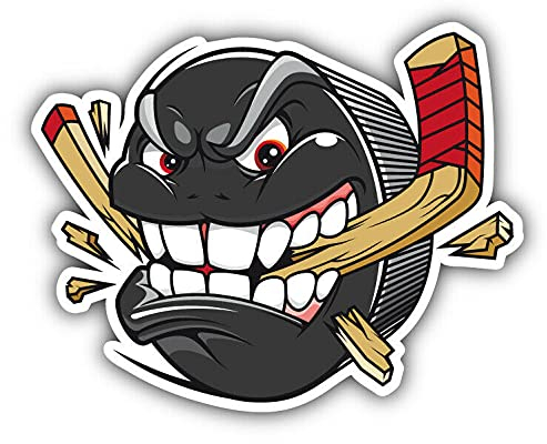 20cm! Hochwertiger Kühlschrank-Auto-Aufkleber Sticker Cartoon Comic Wütender Eishockey Puck UV&Waschanlagenfest Decal
