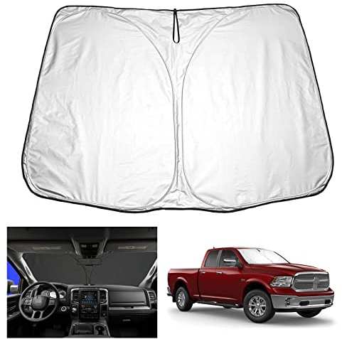 YEE PIN Sonnenschirm Auto kompatibel mit Dodge RAM 1500 2500 3500 2019 2020-2022,Faltbare Auto Sonnenschutz Frontscheibe Windschutzscheibe UV Staub Schutz Reflektierender Sonnenblende