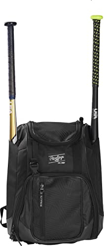 Rawlings Chaos Rucksacktaschen-Serie, Baseball- und Fastpitch-Softball, Schwarz
