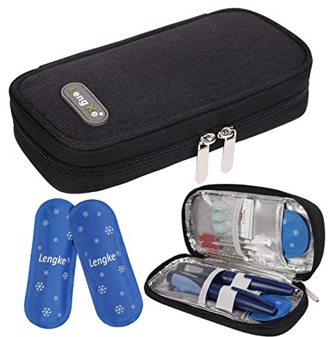 BOMKEE Insulin Kühltasche für Diabetiker, Insulin Pen Tasche Reise Insulin Stiftetui, Insulin Tasche, Medikamenten Kühltasche Tragetasche mit 2 Kühlakkus
