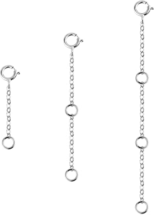 ALEXCRAFT 3 Stück Kettenverlängerung Silber, 14 Vergoldete Silber Verlängerung Kette Halskette Fußkette Armband Verlängerungskette Silber für Schmuckherstellung Damen Herren(1 2 3 inch)