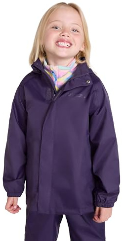 Mountain Warehouse Pakka Wasserdichte Kinderregenjacke - Winddichte, leichte & atmungsaktive Jacke, Mädchen & Jungen, faltbar Packsack - Regen, Reisen, Schule Dunkel Lila Kinder 152 EU (11-12 Jahre)
