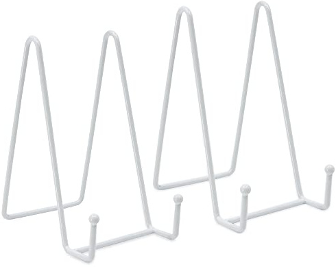 Time to Sparkle 2 Pack Metal Frame Holder (White) | 5.51 Inch Plate Holder Display Stand Metal Frame Holder Stand for Picture, Decorative Plate, Book, Photo Easel