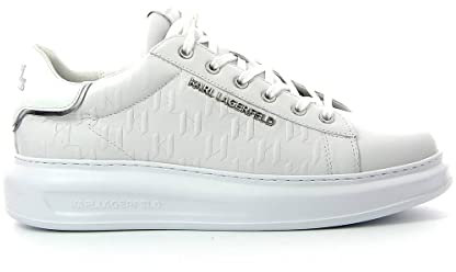 KARL LAGERFELD Kapri Mens Monogram Emboss Lo Sneaker Herren Weiss - 44 - Sneaker Low Shoes