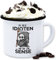 Emaille Tasse Blechtasse - Statement Sprüche - So viele Idioten und nur eine Sense - Schwarz - 300 ml - Weiß Schwarz - böse tassen mit spruch sarkasmus sensenmann kaffeetasse freche spruechen