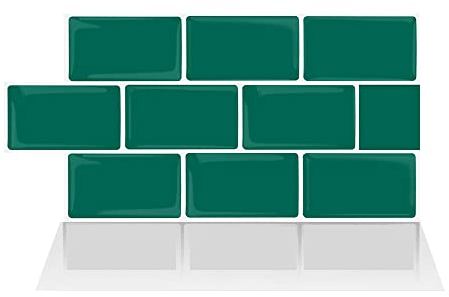 Alwayspon 3D-Vinyl-Wandfliesenaufkleber, selbstklebend, wasserdicht, Spritzschutz für Küche, Badezimmer, Wand, 30,5 x 15,3 cm, Grün, 10 Bögen