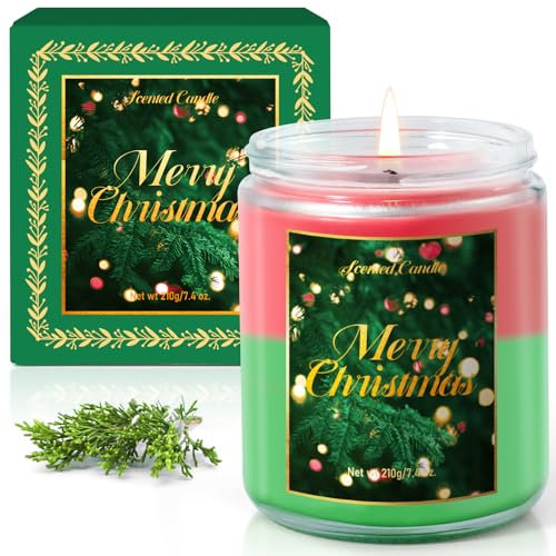 SCENTORINI Duftkerze Weihnachten im Glas, Apfel Zimt Und Zedernholz Duftkerze, Sojawachs Duftkerze Weihnachten Geschenke, für Weihnachtsdeko, Christmas, Geburtstag, Valentinstag, Bad, Yoga