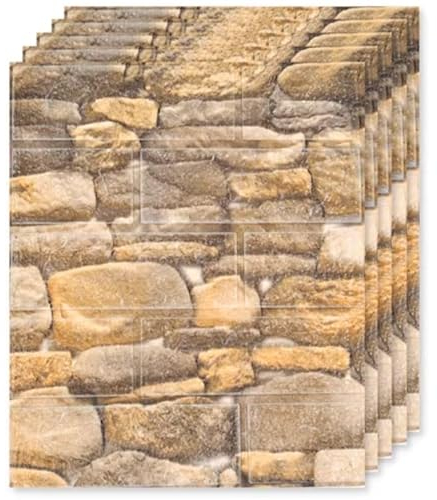 Pannelli da parete 3D, autoadesivi, adesivi murali,effetto pietra, mattone,impermeabile, in PVC, 39 cm x 35 cm X 2MM (PIETRA NATURALE) (25)