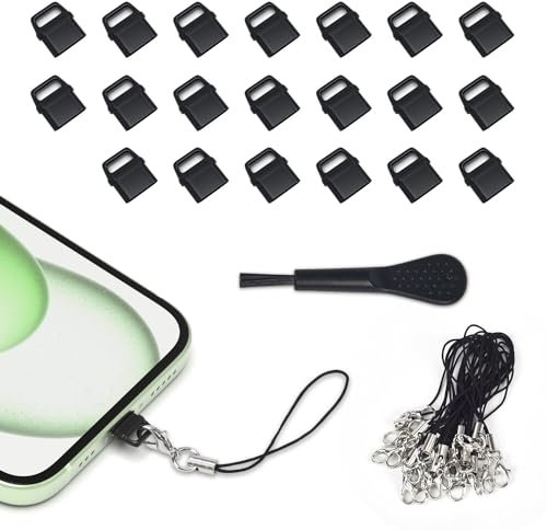 20 Pcs USB C Dust Plugs Cover for iPhone 17 Pro/Pro Max/16/15 Series, Samsung Galaxy S25 S24 S23-S20 & Type C Port Protector, Easy-Grip Tab