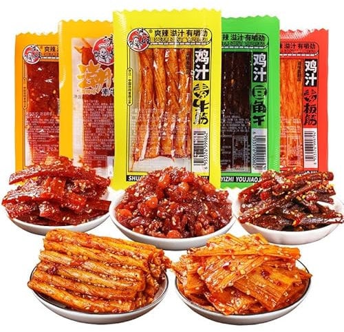 香辣辣条 麻辣零食小吃Spicy Snack Gift Pack, Spicy Dried Bean Curd, mala latiao,Nostalgic Snacks,Small Gluten, Spicy Stick, Chinese Snack Gift (Mix 20 packs)