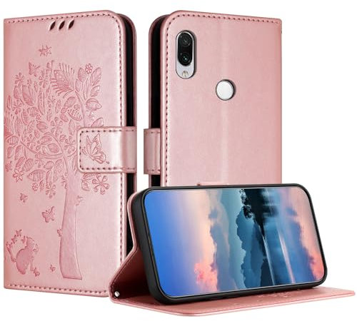 JayModCase Funda para Xiaomi Redmi Note 7 / Redmi Note 7 Pro, Carcasa Case Plegable Protector Función de Soporte Tarjetas Magnética Compatible con Redmi Note 7 - Oro Rosa