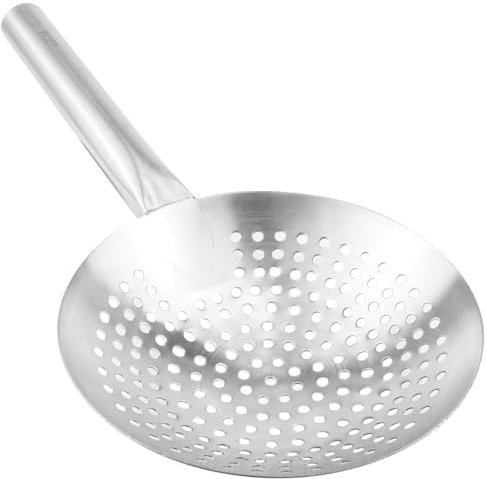 DOERDO Skimmer Slotted Spoon 8.7 Inch Oil Skimmer Pasta Strainer Stainless Steel Kitchen Utensils for Kitchen Cooking Frying, 22CM