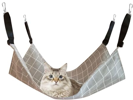 Katzenhängematte, Haustierkäfig-Hängematte, Haustier Hängematte, Katzenschaukel, mit Verstellbaren Trägern, Geeignet für Haustiere mit Einem Gewicht Von Nicht Mehr Als 9 kg (57 x 47cm)