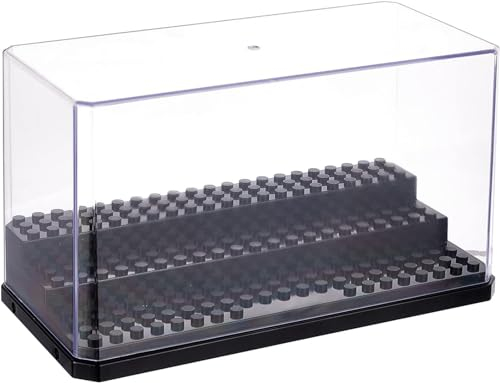 MIXMIO Minifigure Display Case, 3 Layer Display Case for Minifigure Action Figures Blocks, Acrylic Display Case for Figures Dustproof for Collection Bricks Blocks Toys ,Models Minifigures (Black)