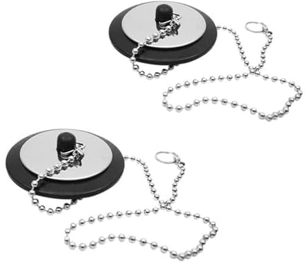 Stöpsel für Spülbecken, 2 Stück Abflussstopfen 4cm küchenspüle Stöpsel mit Metall Kette Universal Badewannenstöpsel Gummi stopfen Waschbecken Wannenstöpsel für Badewanne Küche Bad