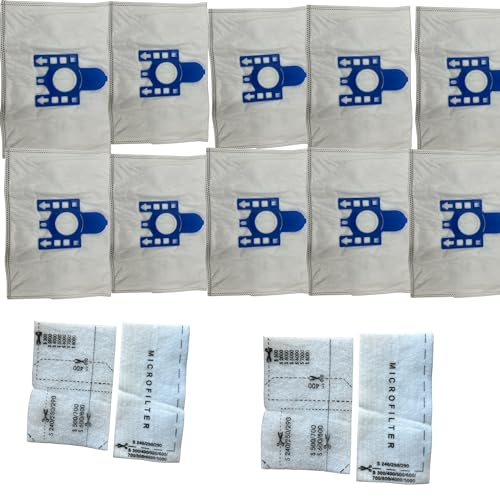 QUAILITAS Spare Dust Bags Kit [10 Bags & 4 Motor Filters] Replacement Vacuum Cleaner Bags for Miele Type FJM S700, S4000, S6000 Series Vacuum Cleaners, Microfiber Vacuum Bags – Vacuum Accessories