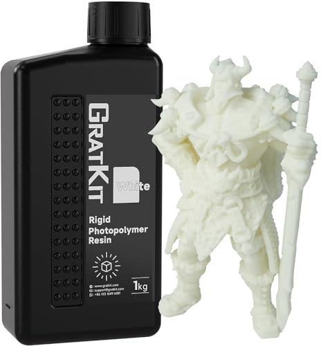 GratKit 8K Standard 3D-Druck Resin, 1000g hochpräzises 405nm UV Photopolymer Harz, 1kg formstabiles Flüssigharz für LCD und DLP SLA 3D-Drucker, Weiß