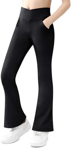 Charmi Pantalones Acampanados Leggings Deporte Mallas Niña Negro 10-12 Años (Tamaño del Fabricante 150)