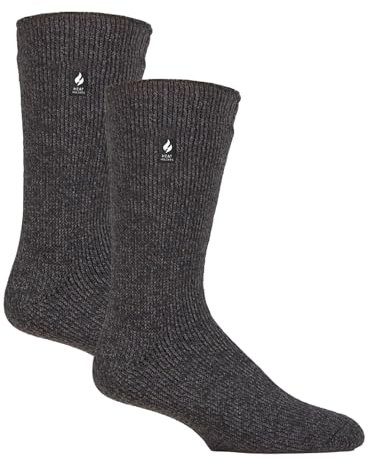 HEAT HOLDERS 2 Pack Mens Thermal Socks Winter Warm Original Socks | Thick Fleece Insulated Socks (6-11, Charcoal)