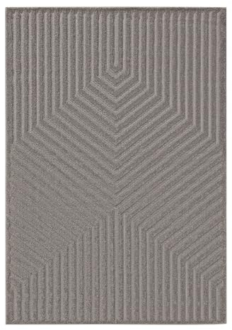 benuta Basic Teppich Leo - Hellgrau 240x340 cm - Abstrakter Relief-Teppich für Wohnzimmer, Schlafzimmer & Flur - Pflegeleicht - Fußbodenheizung Geeignet