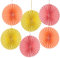 Logbuch-Verlag 6 große Papierblumen mit Magnet Blumen zum Aufhängen aus Papier Party Deko Garten 15 cm pink rosa gelb