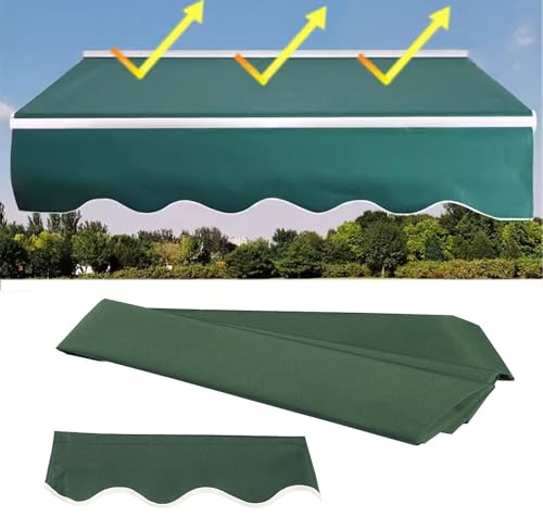 Manuelle Terrassenmarkise, einziehbarer Ersatzstoff, Sonnenschutzmarkise, Ersatzbezug, 280 g, wasserabweisender Polyester-Schattenbezug mit Frontvolant für Terrassentüren (Größe: 2