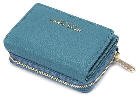 ANYWN Geldbörse Damen klein, Kleiner Geldbeutel Damen, Elegante Damen Brieftasche mit Große Kapazität, Portemonnaie Damen klein mit Großes Münzfach 33-Blau