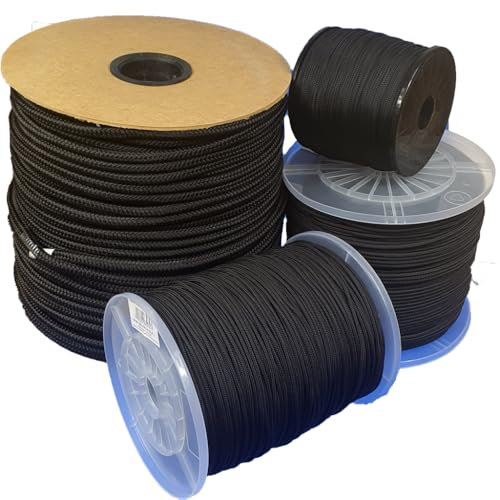 Abio Seil 3mm 50m Schwarz Wäscheleine Schnur Kordel Maurerschnur Nylonschnur Seile Outdoor Bundeswehr Ausrüstung Tau Rope Zeltschnur Spannseil Bootsleine Nylonseil Reepschnur Schwarz 3mm / 50m
