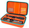 Étui de microphone sans fil compatible avec le système de deux microphones sans fil J-B-L, sac de rangement de voyage portable pour chant ou karaoké pour récepteurs, adaptateurs, piles AA – Orange