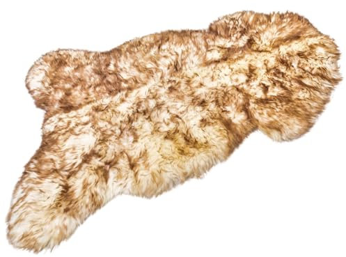 APREGGIO - Echtes Schaffell Teppich Muflon-Braun - Natürliches Schaffell Überwurf - Weiche Schaffell Teppiche Wohnzimmer - Flauschiges Lammfell - Boden Teppich - Wohnzimmer Teppich 100x110 cm