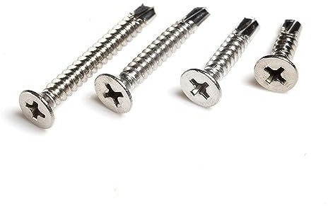 dvnFWKc Schraubenklassifizierung, Flachkopf-selbstbohrendes Schraubengewinde, selbstschneidende Schraubenbolzen-Hardware, Edelstahl #6/M3,5(M3.5X32mm (50pcs))